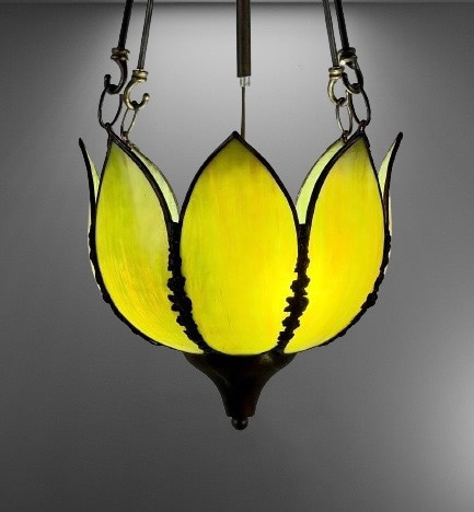 Amber Leaded Glass Inverted Dome Light